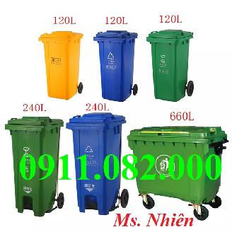 Thùng rác sỉ lẻ chuyên cung cấp với giá rẻ- thùng rác 120l 240l giá rẻ tại an giang- lh 0911082000