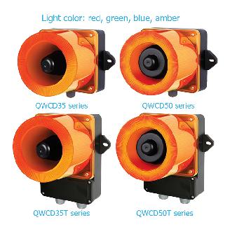 đèn led tín hiệu nhấp nháy tích hợp còi điện qlight qwcd35-12/24-r