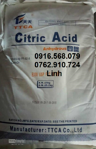 Citric acid phụ gia công nghiệp, ổn định pH ao nuôi