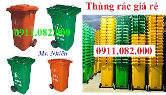 Thùng rác 120 lít 240 lít màu vàng giá rẻ tại sóc trăng- giảm giá thùng rác mùa dịch- lh 0911082000