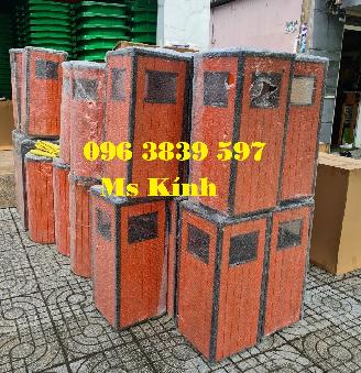 Thùng rác giả gỗ vuông, thùng rác gạt tàn, thùng rác giá rẻ - 096 3839 597 Ms Kính