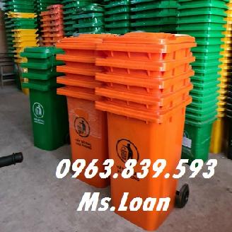 Thùng rác nhựa 240L HDPE có bánh xe thu gom rác công nghiệp./ 0963.839.593 Ms.Loan