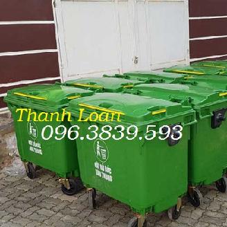 Thùng rác 660L 4 bánh xe màu xanh lá thu gom rác thải tập trung/ 0963.839.593 Ms.Loan